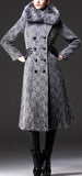 Thick Fur-Collar Long Wool Coat