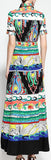 Multicolored Abstract-Printed Maxi Shirt-Dress