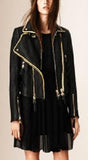 'The Biker' Regimental-Trimmed Genuine Leather Biker Jacket - DESIGNER INSPIRED FASHIONS