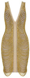 Draped Chain-Embellished Bandage Dress