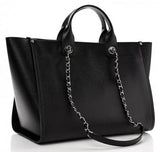 Caviar Medium Studded Deauville Tote Black
