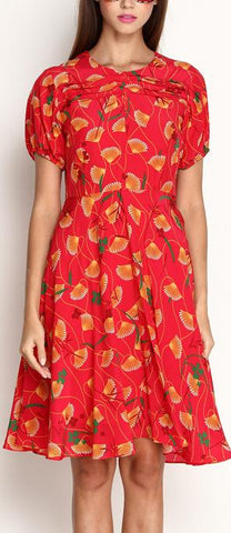 Floral Print Dress in Red
