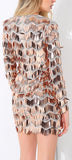 Sequin-Embellished V-Neck Mini Dress