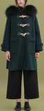 Fur-Hooded Toggle-Buttoned Oversized Wool Coat