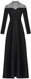 Long High-Neck Contrast Gown