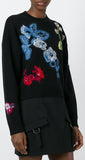 Embroidered Floral Jumper in Black - DESIGNER INSPIRED FASHIONS