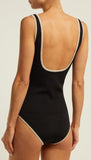 Logo Intarsia Linen-Blend Bodysuit, Black