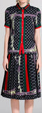 Webtrim Print Short-Sleeve Shirt and Skirt Set - White or Black