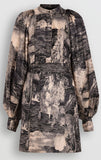 'Dreamscape' Print Silk Shirt-Dress