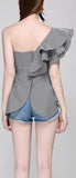 'MarÌ_a De M̬dici' Asymmetrical Peplum Gingham Top - DESIGNER INSPIRED FASHIONS
