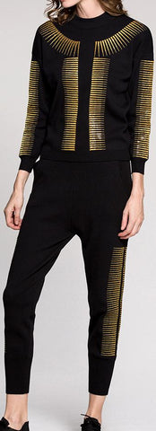 Embroidered Sweater & Pant Set