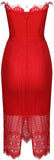 Strapless Lace Bustier Bodycon Bandage Dress