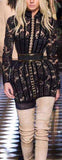 Black Corset Lace Stretchy Bodycon Mini Dress