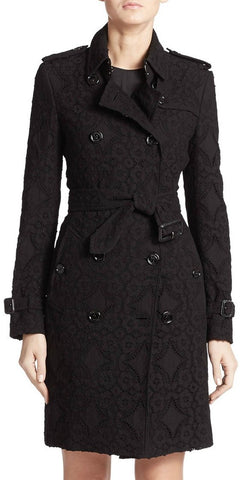 Black Kensington Lace Trench Coat - DESIGNER INSPIRED FASHIONS