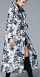 Long Floral Print Down Coat - DESIGNER INSPIRED FASHIONS