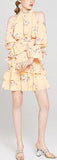 Floral-Print Cold Shoulder Ruffle Mini Dress