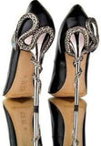 Snake Charmer Stiletto Pumps in Black or Purple - DESIGNER INSPIRED FASHIONS