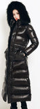 Paneled Puffer Coat with Removable Fur, Black
