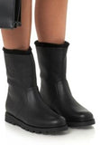 Black Meguro Fur-Lined Leather Ankle Boots