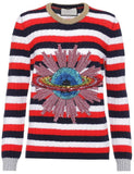 Sequin Embellished Saturn Striped Sweater