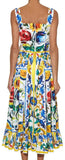 'Majolica' Print Multicolor Frilled-Hem Dress - DESIGNER INSPIRED FASHIONS