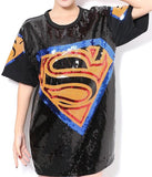 Embellished Superhero Logo T-Shirt in Black - DESIGNER INSPIRED FASHIONS