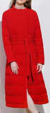 Waffle-Textured Down Coat in Black or Red - DESIGNER INSPIRED FASHIONS