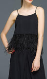 Feather Trimmed Top & Matching Capri Pant's-White or Black - DESIGNER INSPIRED FASHIONS