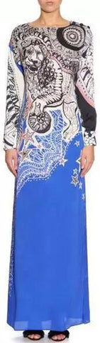 Lion Print Jersey Silk Maxi Dress - DESIGNER INSPIRED FASHIONS