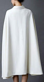 Belted White Cape-Coat - DESIGNER INSPIRED FASHIONS