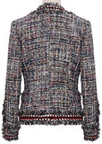 Fringed Tweed Knit Jacket in Red or Grey - DESIGNER INSPIRED FASHIONS