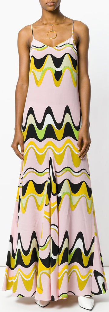 Waves Print Maxi Dress