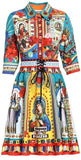 Mixed Print Corset Mini Dress