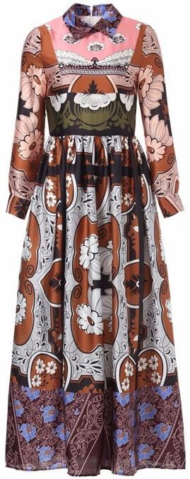 Long Floral Printed Dress-Multi Colored - DESIGNER INSPIRED FASHIONS