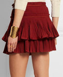 'Grayton' Ruffled Top & 'Glitz' Crinkled Skirt in Red - DESIGNER INSPIRED FASHIONS