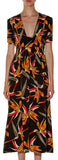 'Bird of Paradise' Print Silk Midi Dress - DESIGNER INSPIRED FASHIONS