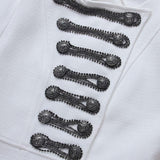 Chain Embellished Double-Breasted White Jacket - DESIGNER INSPIRED FASHIONS