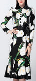 Belted Tulip Print Dress - DESIGNER INSPIRED FASHIONS