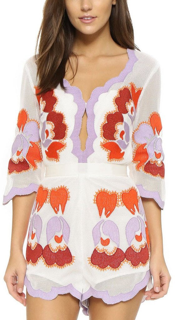 'Never Ever' Embroidered Romper - DESIGNER INSPIRED FASHIONS
