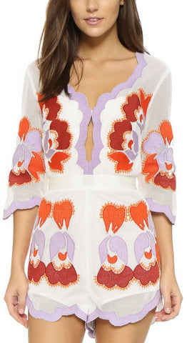 'Never Ever' Embroidered Romper - DESIGNER INSPIRED FASHIONS