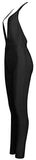 Deep V-Neck Black Stretch Jumpsuit