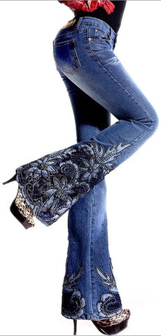 Embellished Flared Jeans - DESIGNER INSPIRED FASHIONS