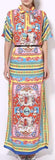 'Carretto' Multicolored Belted Maxi Dress - DESIGNER INSPIRED FASHIONS