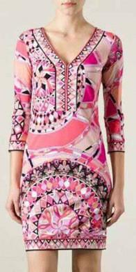 Printed Pink Jersey Silk Dress - DESIGNER INSPIRED FASHIONS