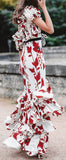 'Victoria Falls' Crepe Ruffle Floral Printed Dress