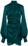 Ruched Satin Mini Dress