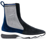 Paneled Two-Tone Ankle Boots - Red & Burgundy or Black & Blue