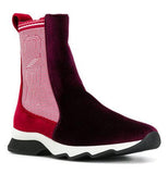 Paneled Two-Tone Ankle Boots - Red & Burgundy or Black & Blue