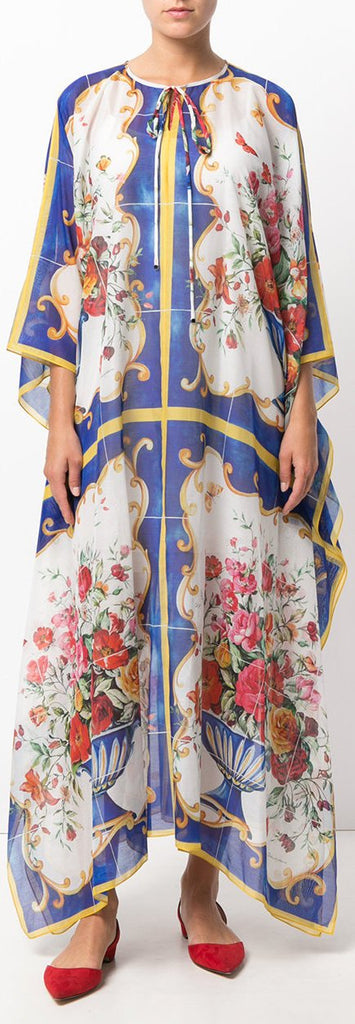 'Majolica' Print Kaftan Dress - DESIGNER INSPIRED FASHIONS