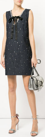 Crystal-Embellished Denim Dress